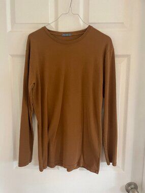 ANA + ZAC 100% Pima Cotton Long Sleeve Tee Brown Size Small